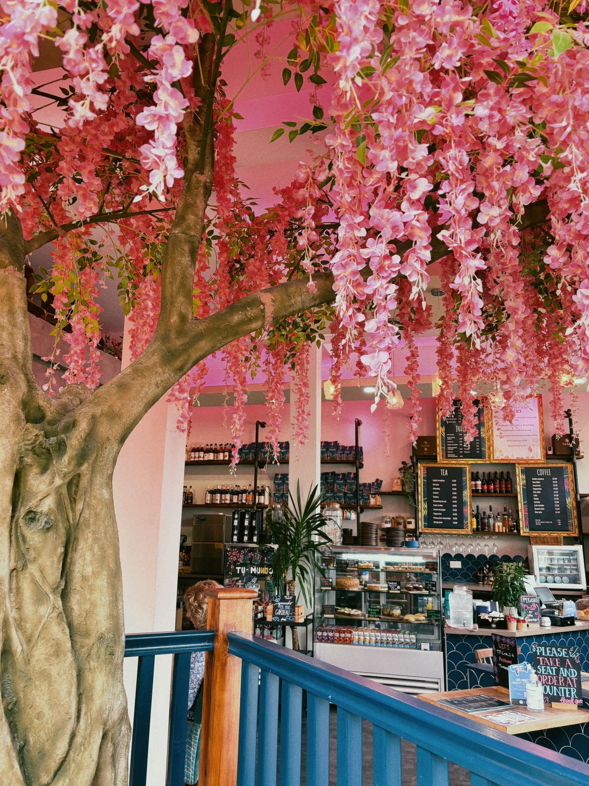 Placeholder photograph of pink booth seating.